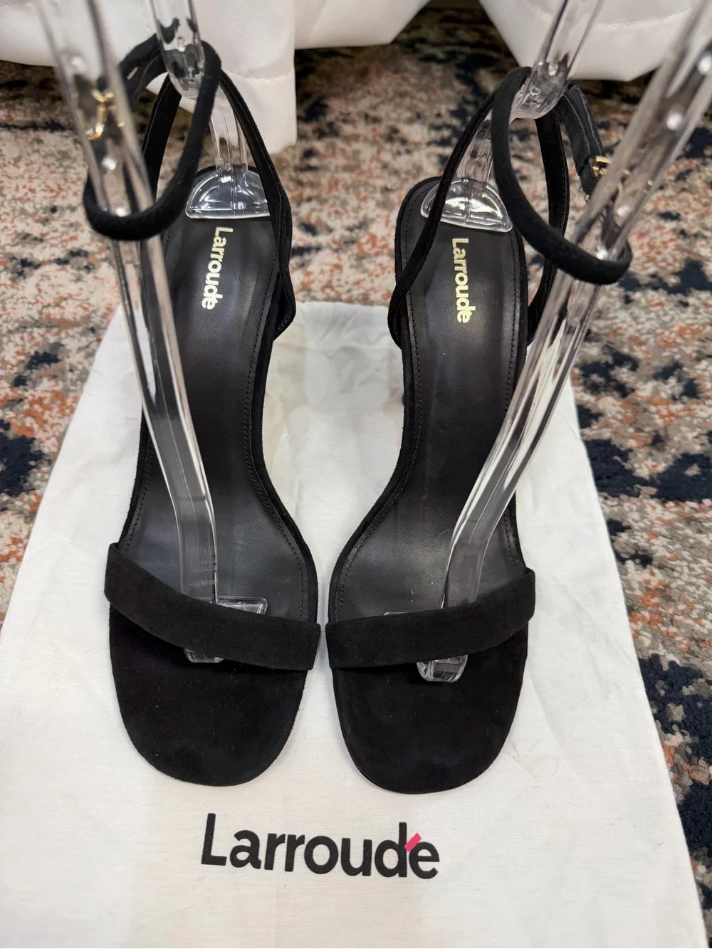 Larroude ‘The Nyx Heel’ in Black Suede Size 9